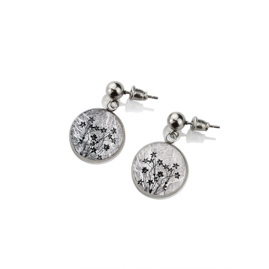 AUSTRALIAN NATIVE FLORA - NATIVE BLUEBELL CIRCLE EARRINGS - D892S - on Satchel