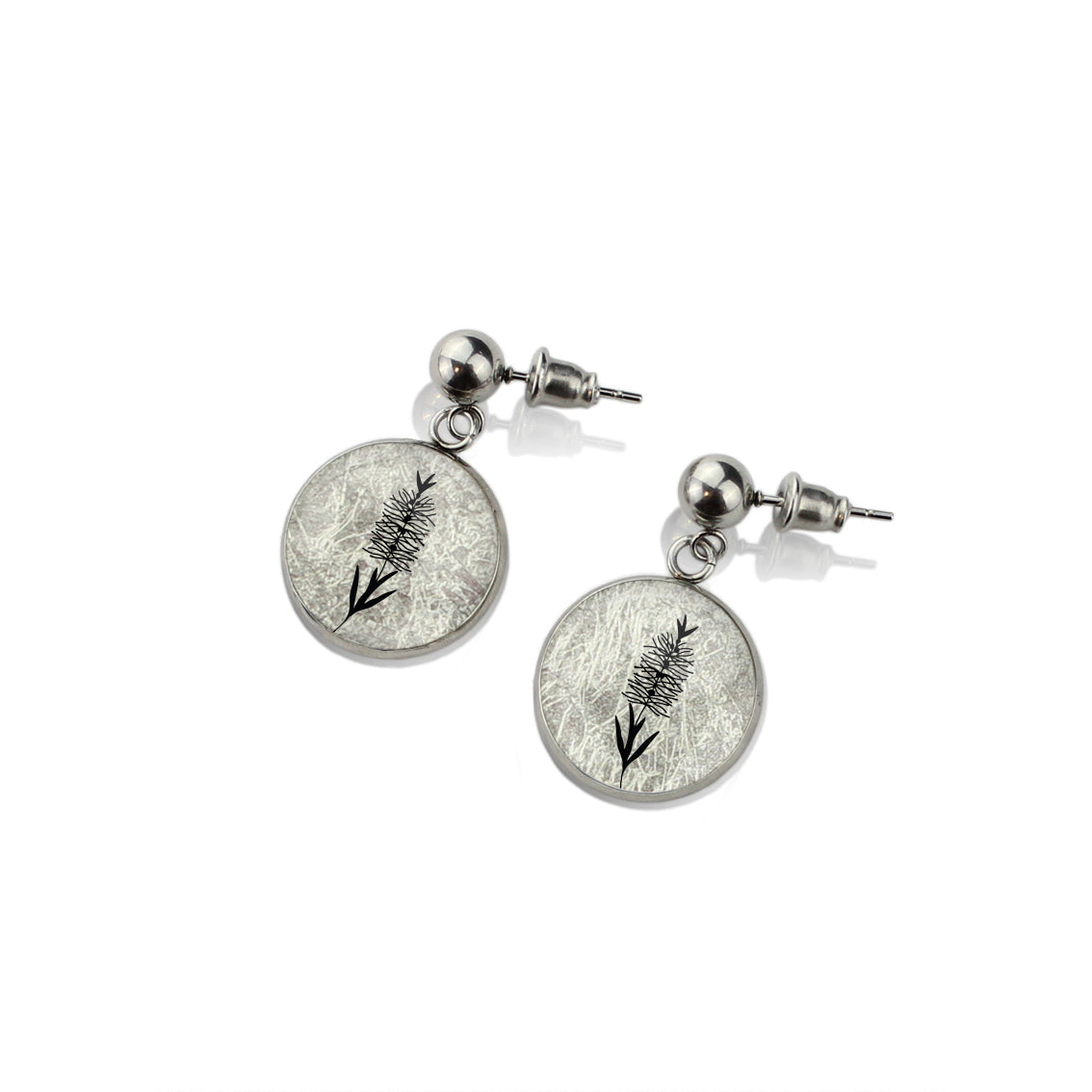 AUSTRALIAN NATIVE FLORA - BOTTLEBRUSH CIRCLE EARRINGS - D856S - on Satchel