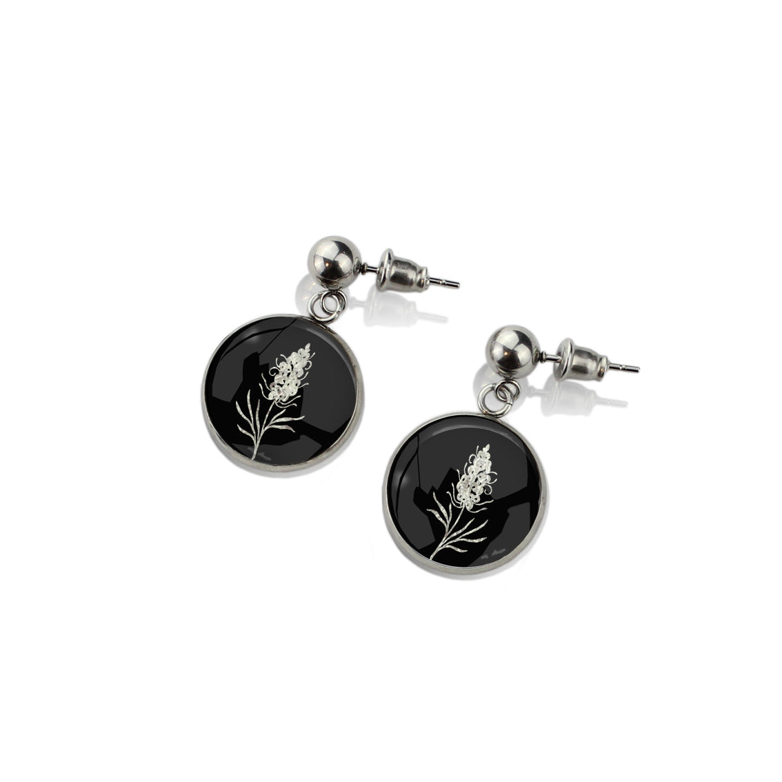 AUSTRALIAN NATIVE FLORA - GREVILLEA SPIDER FLOWER CIRCLE EARRINGS - D876S - on Satchel