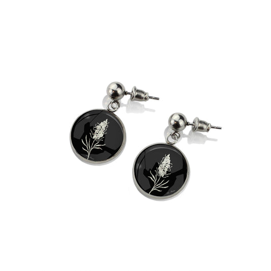 AUSTRALIAN NATIVE FLORA - GREVILLEA SPIDER FLOWER CIRCLE EARRINGS - D876 - in Circle Box