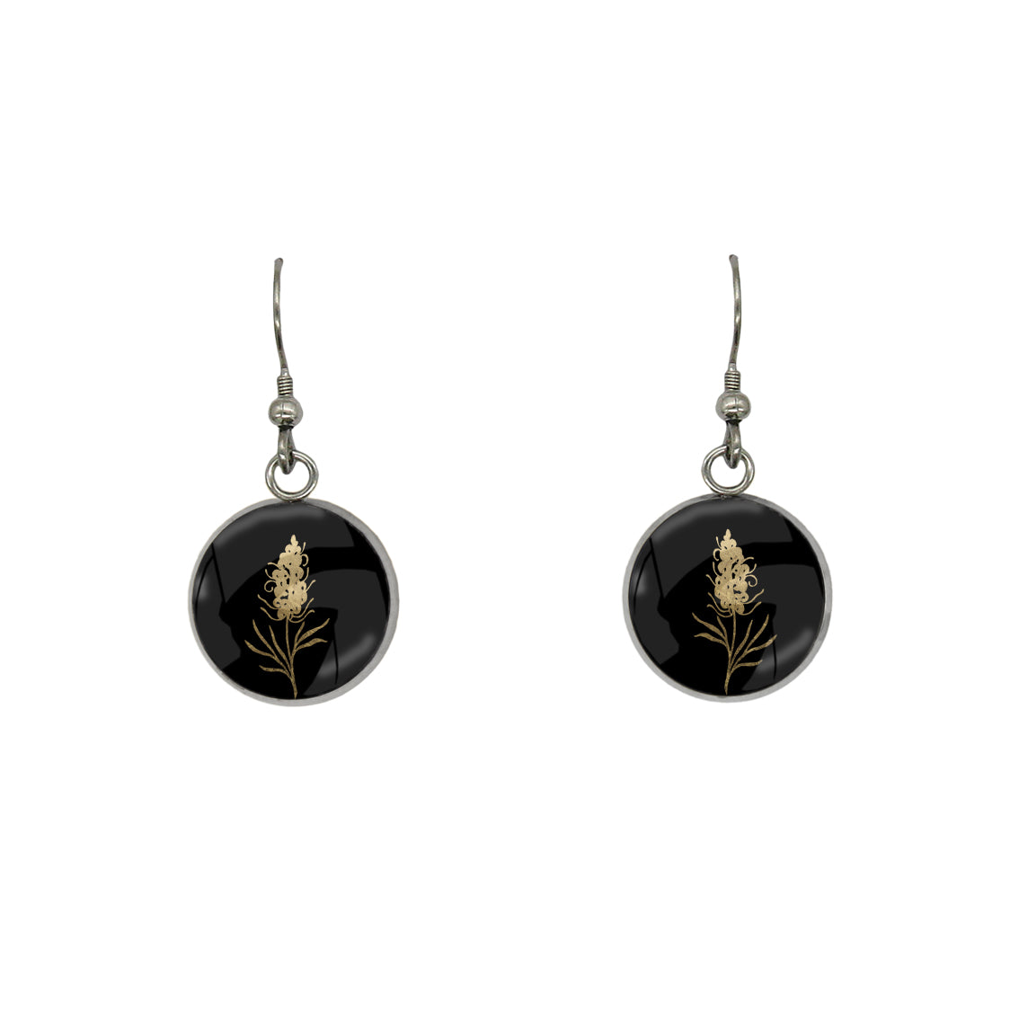 AUSTRALIAN NATIVE FLORA - GREVILLEA SPIDER FLOWER CIRCLE EARRINGS - D876S - on Satchel