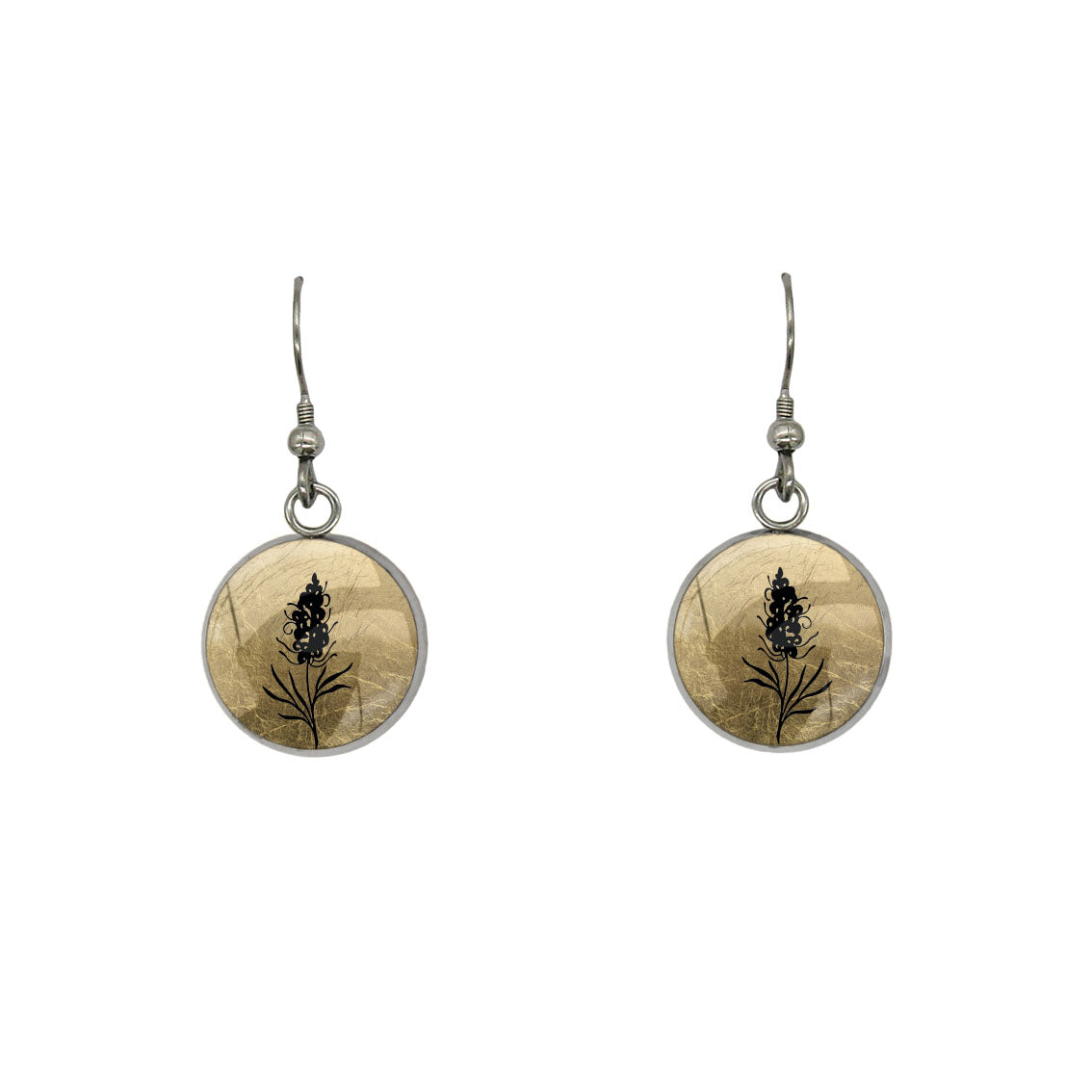 AUSTRALIAN NATIVE FLORA - GREVILLEA SPIDER FLOWER CIRCLE EARRINGS - D876S - on Satchel