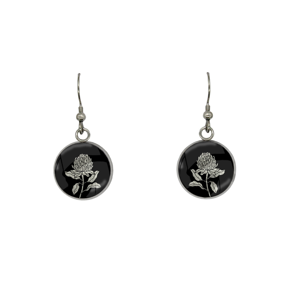 AUSTRALIAN NATIVE FLORA - WARATAH TELOPEA CIRCLE EARRINGS - D932 - in Circle Box