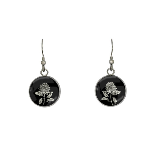 AUSTRALIAN NATIVE FLORA - WARATAH TELOPEA CIRCLE EARRINGS - D932S - on Satchel