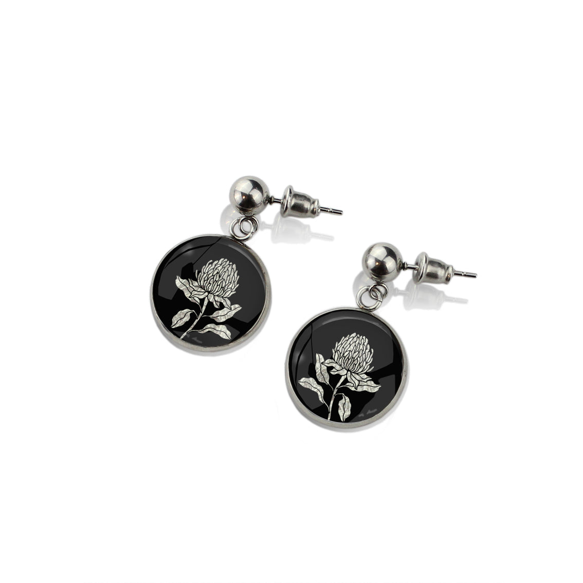 AUSTRALIAN NATIVE FLORA - WARATAH TELOPEA CIRCLE EARRINGS - D932S - on Satchel