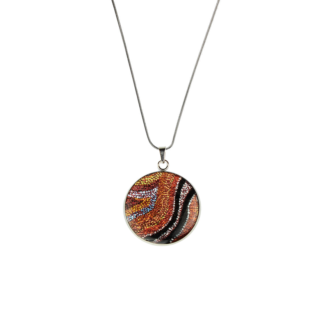 OTTO STAR ORANGE ADJUSTABLE CIRCLE PENDANT ON A CHAIN NECKLACE - SD200 - in Circle Box