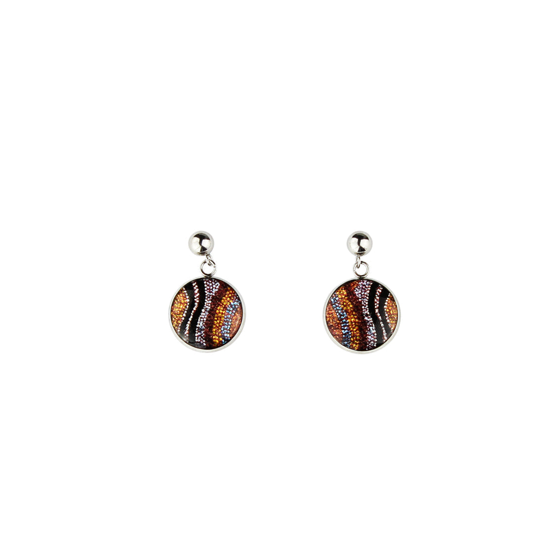 OTTO DANDLE DROP STAR CIRCLE ORANGE EARRINGS - SD193S - on Satchel