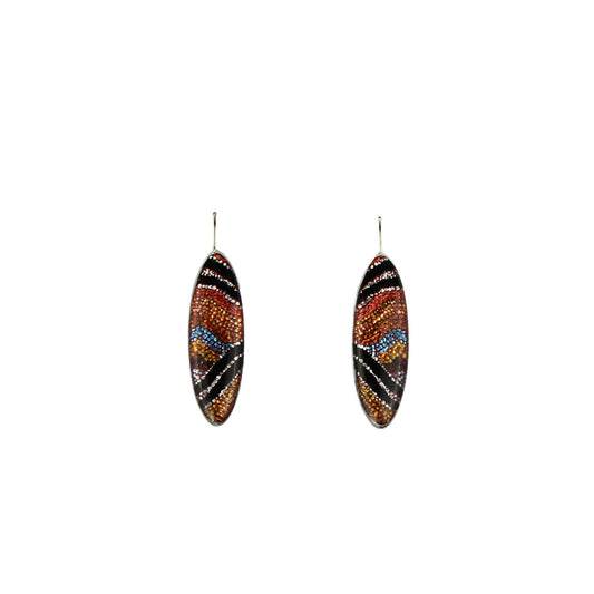 OTTO DANDLE DROP STAR LONG ORANGE EARRINGS - SD196