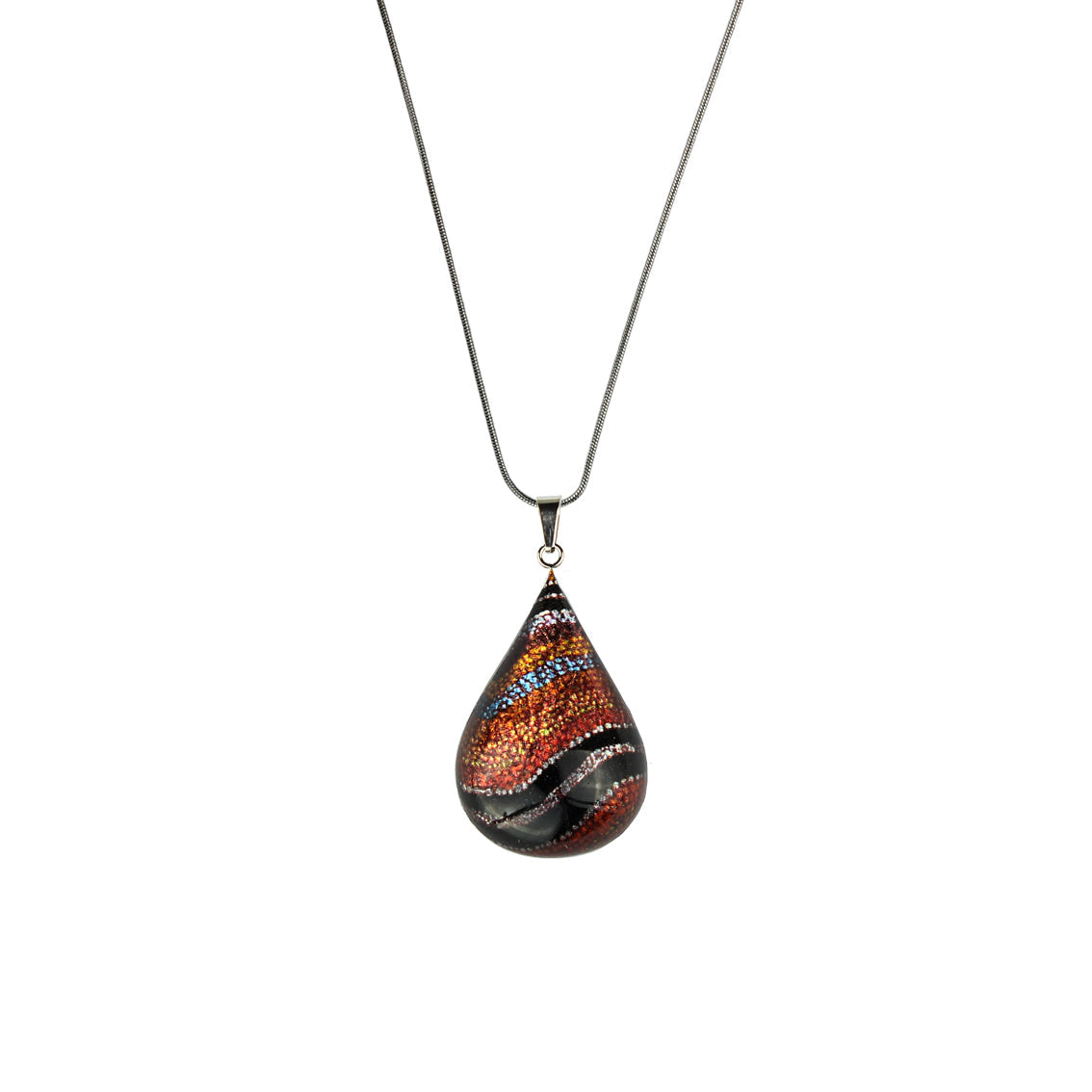 OTTO STAR ORANGE ADJUSTABLE DOMED DROP PENDANT ON A CHAIN NECKLACE - SD201