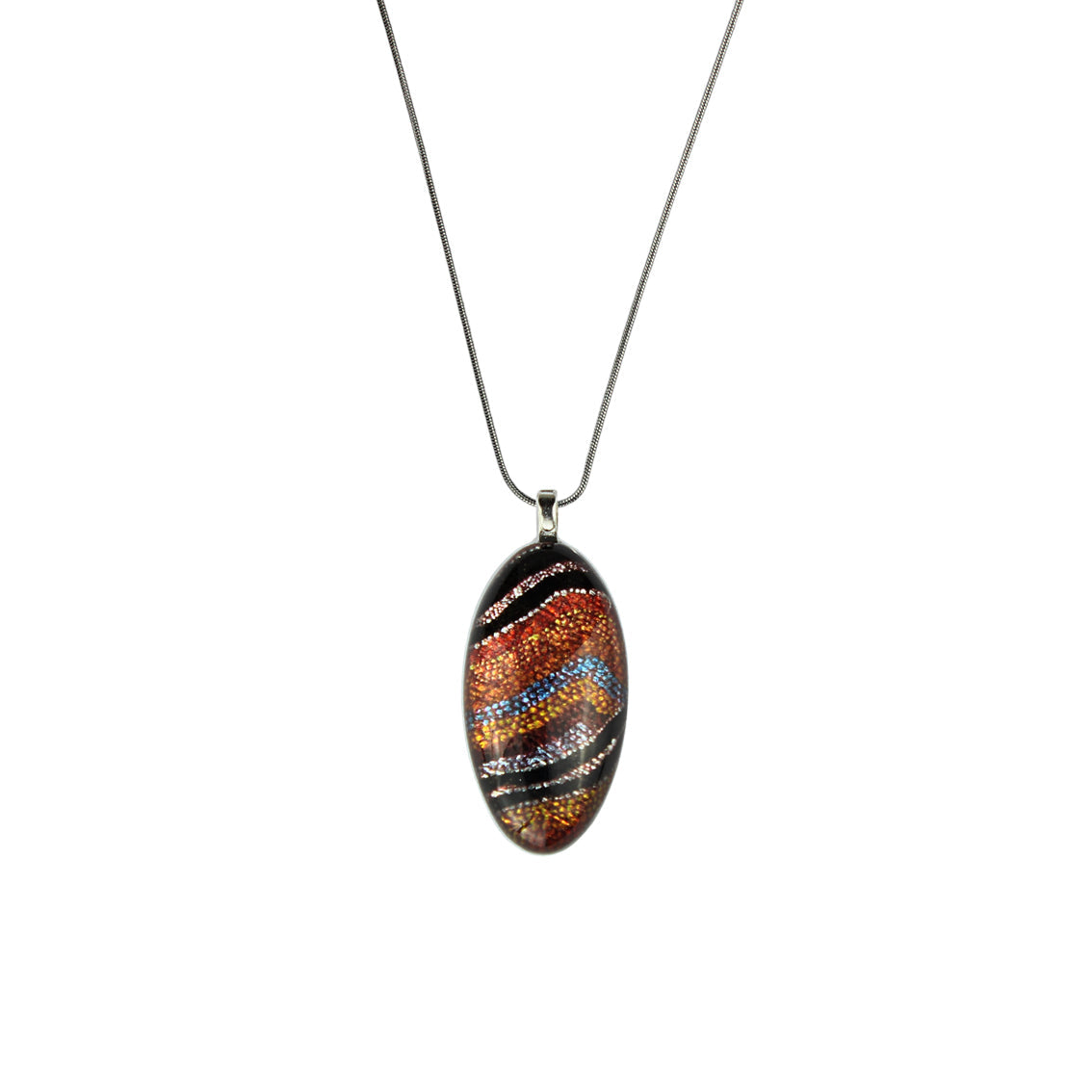 OTTO STAR ORANGE ADJUSTABLE NARROW OVAL PENDANT ON A CHAIN NECKLACE - SD202