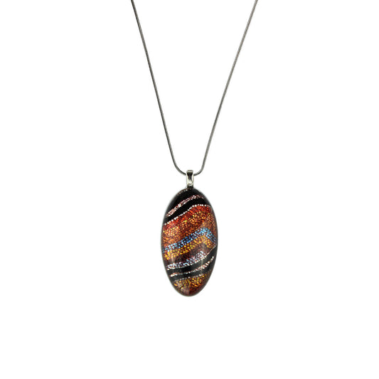 OTTO STAR ORANGE ADJUSTABLE NARROW OVAL PENDANT ON A CHAIN NECKLACE - SD202