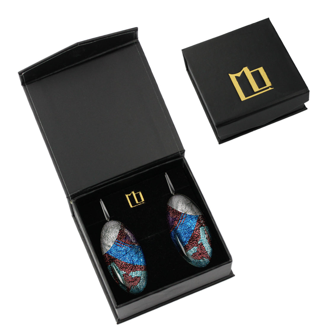 DANDLE DROP PAULINE EMU DREAMING STATEMENT XXL BLUE OVAL EARRINGS - SD274