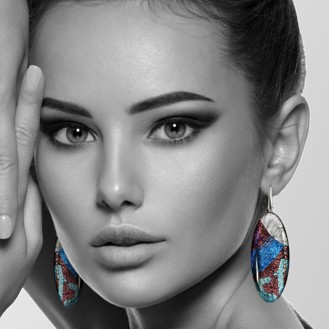 DANDLE DROP PAULINE EMU DREAMING STATEMENT XXL BLUE OVAL EARRINGS - SD274