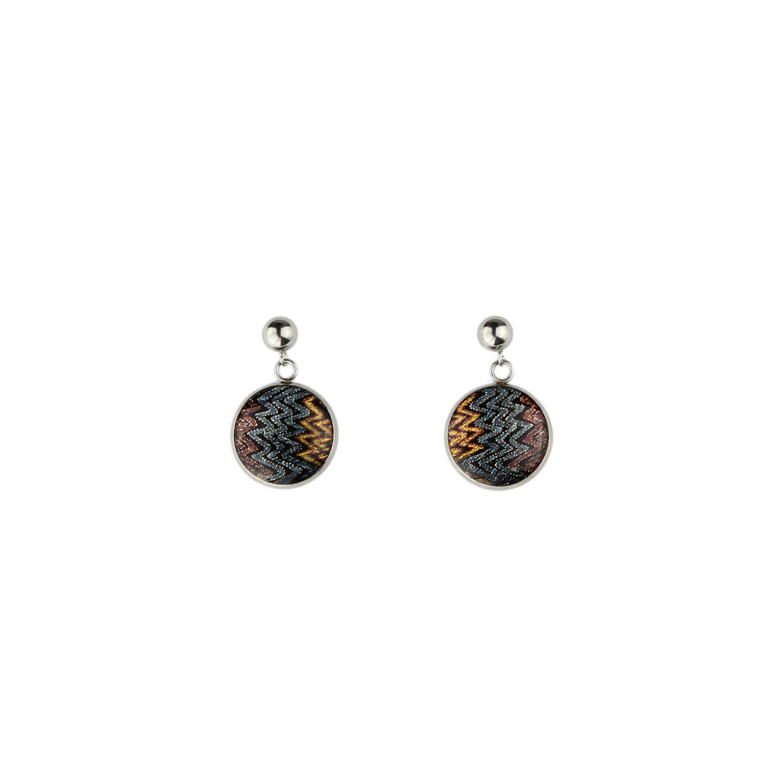 PAULINE GALLAGHER DANDLE DROP DESERT CIRCLE EARTHY COLORS EARRINGS - SD066 - in Circle Box