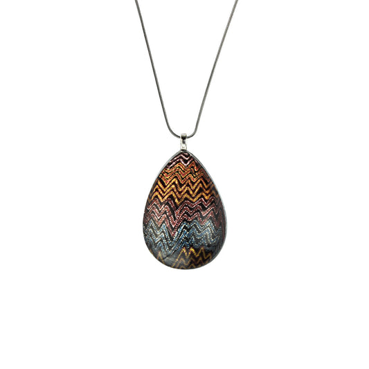 PAULINE GALLAGHER DESERT EARTHY COLORS LARGE DROP PENDANT ON A CHAIN NECKLACE - SD074