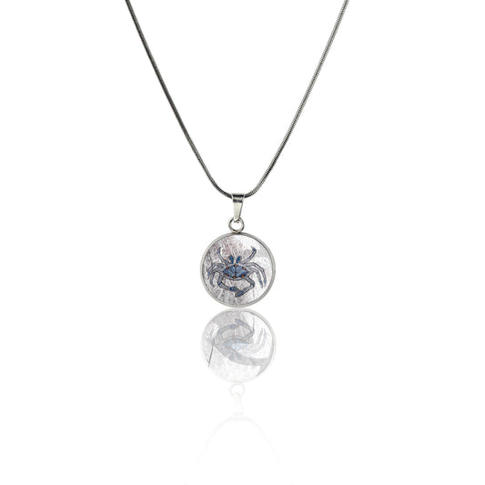 TROY LITTLE CRAB XS CIRCLE PENDANT ON A CHAIN NECKLACE - SD452 - in Circle Box
