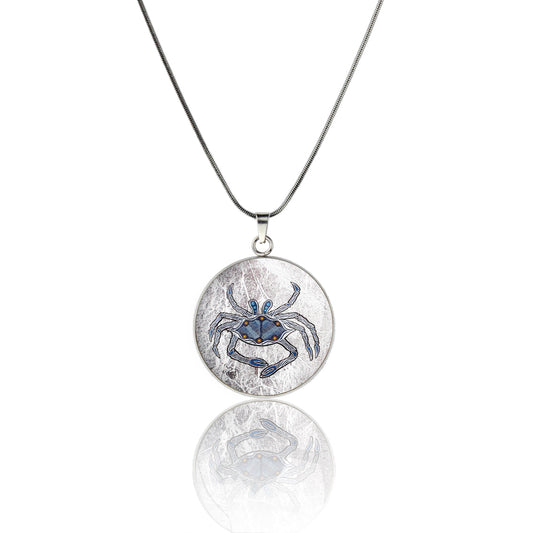 TROY LITTLE CRAB CIRCLE PENDANT ON A CHAIN NECKLACE - SD453S - on Satchel