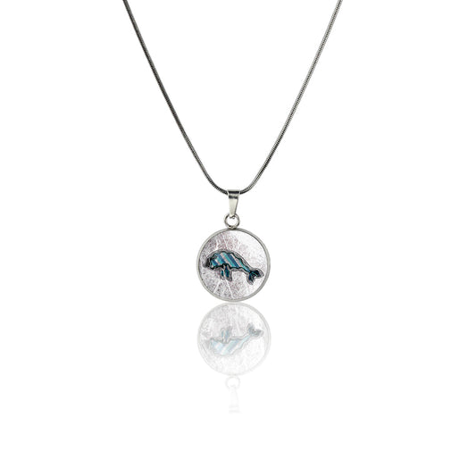 TROY LITTLE DUGONG XS CIRCLE PENDANT ON A CHAIN NECKLACE - SD474S - on Satchel