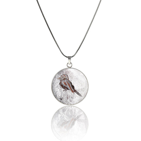 TROY LITTLE KOOKABURRA CIRCLE PENDANT ON A CHAIN NECKLACE - SD459S - on Satchel