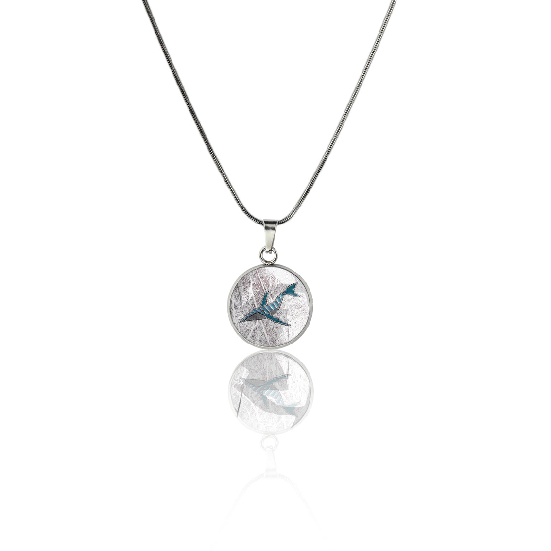 TROY LITTLE WHALE XS CIRCLE PENDANT ON A CHAIN NECKLACE - SD446S - on Satchel