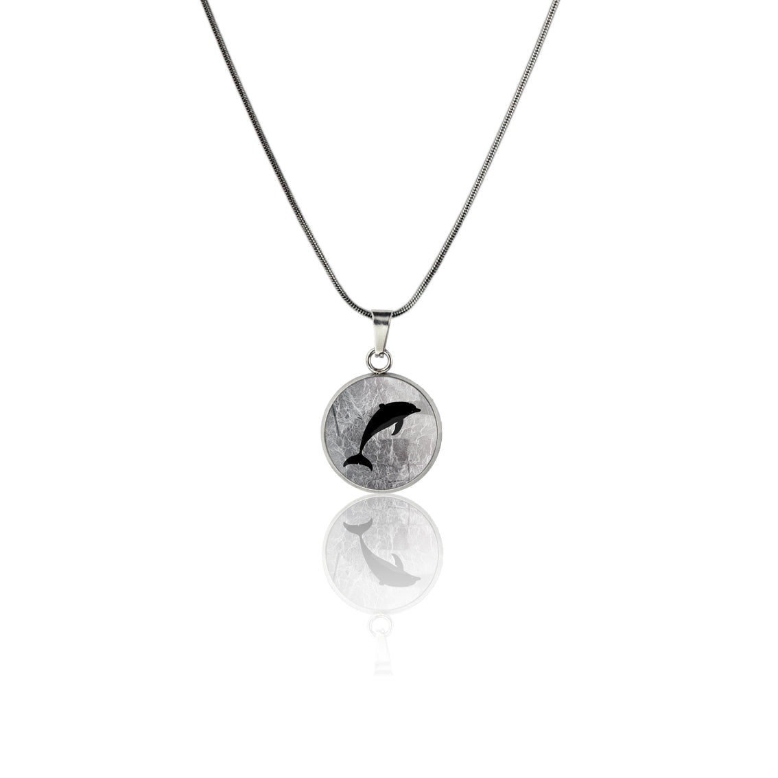 DOLPHIN XS CIRCLE PENDANT ON A CHAIN NECKLACE - MFY158 - in Circle Box