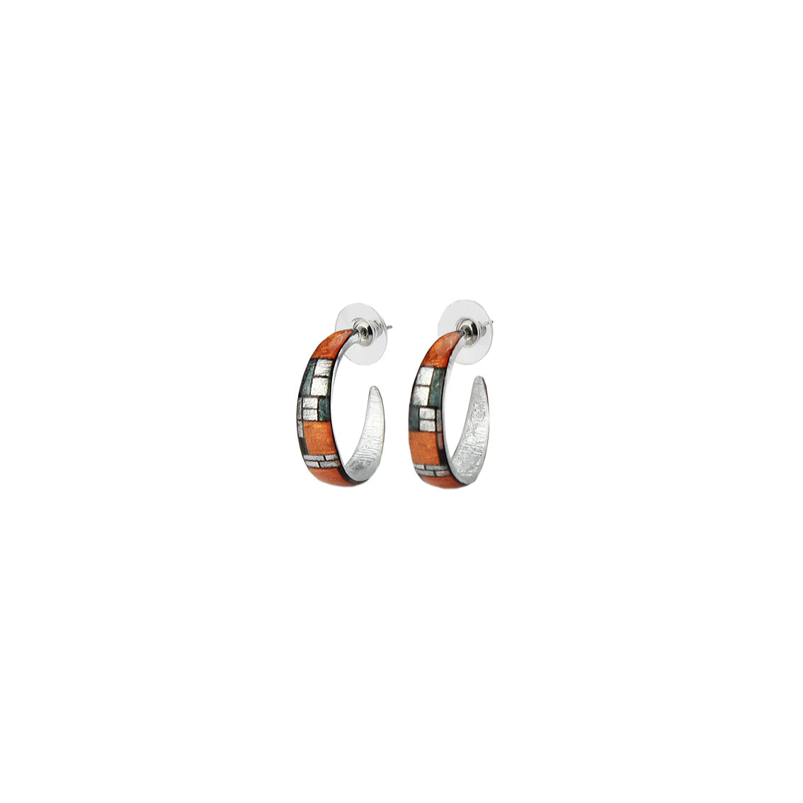 PERSPECTIVE MONDRIAN POP ART ABSTRACT SMALL LOOP EARRINGS - D742