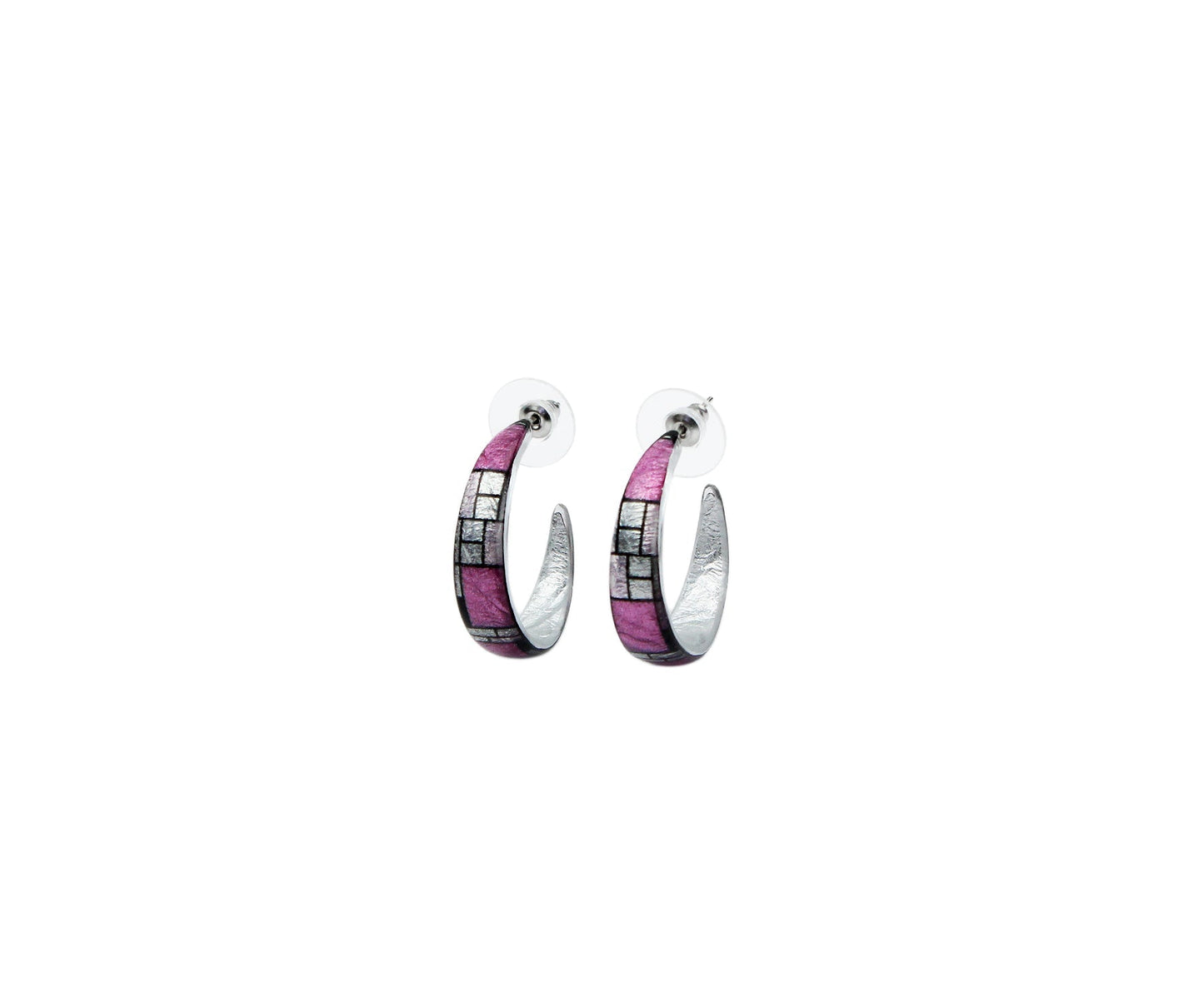 PERSPECTIVE MONDRIAN POP ART ABSTRACT SMALL LOOP EARRINGS - D742