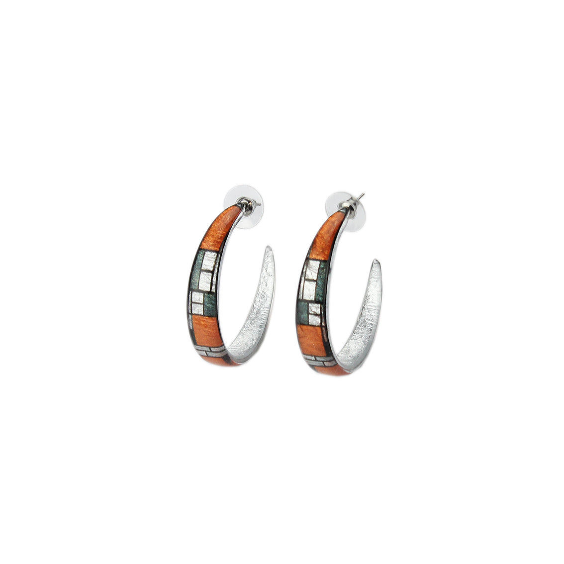 PERSPECTIVE MONDRIAN POP ART ABSTRACT STATEMENT LOOP EARRINGS - D743