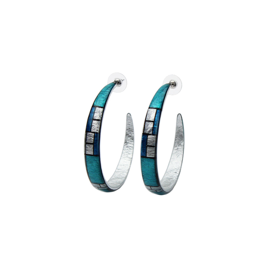 PERSPECTIVE MONDRIAN POP ART ABSTRACT STATEMENT MAXI LOOP EARRINGS - D744