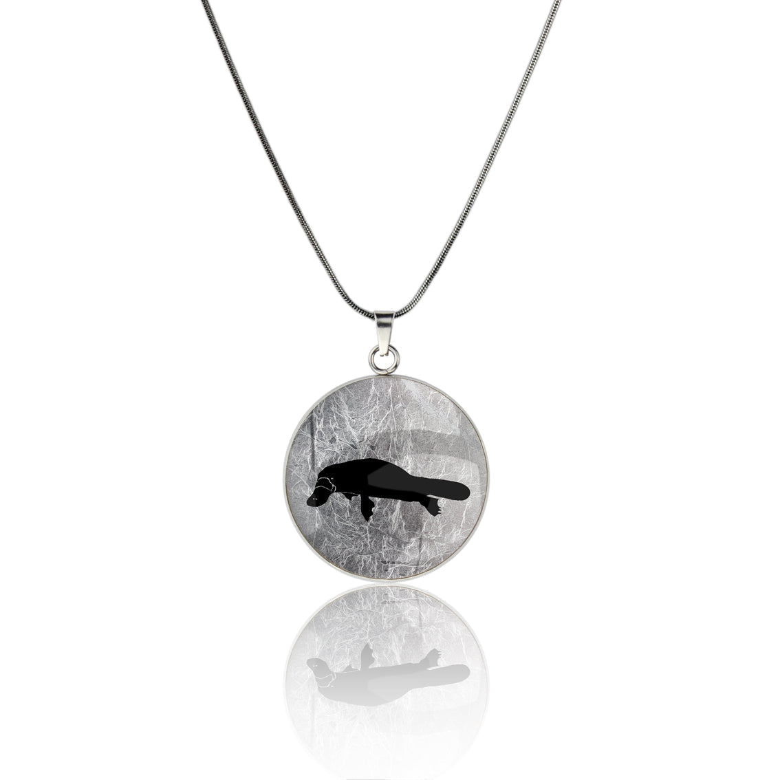 PLATYPUS CIRCLE PENDANT ON A CHAIN NECKLACE - MFY184 - in Circle Box