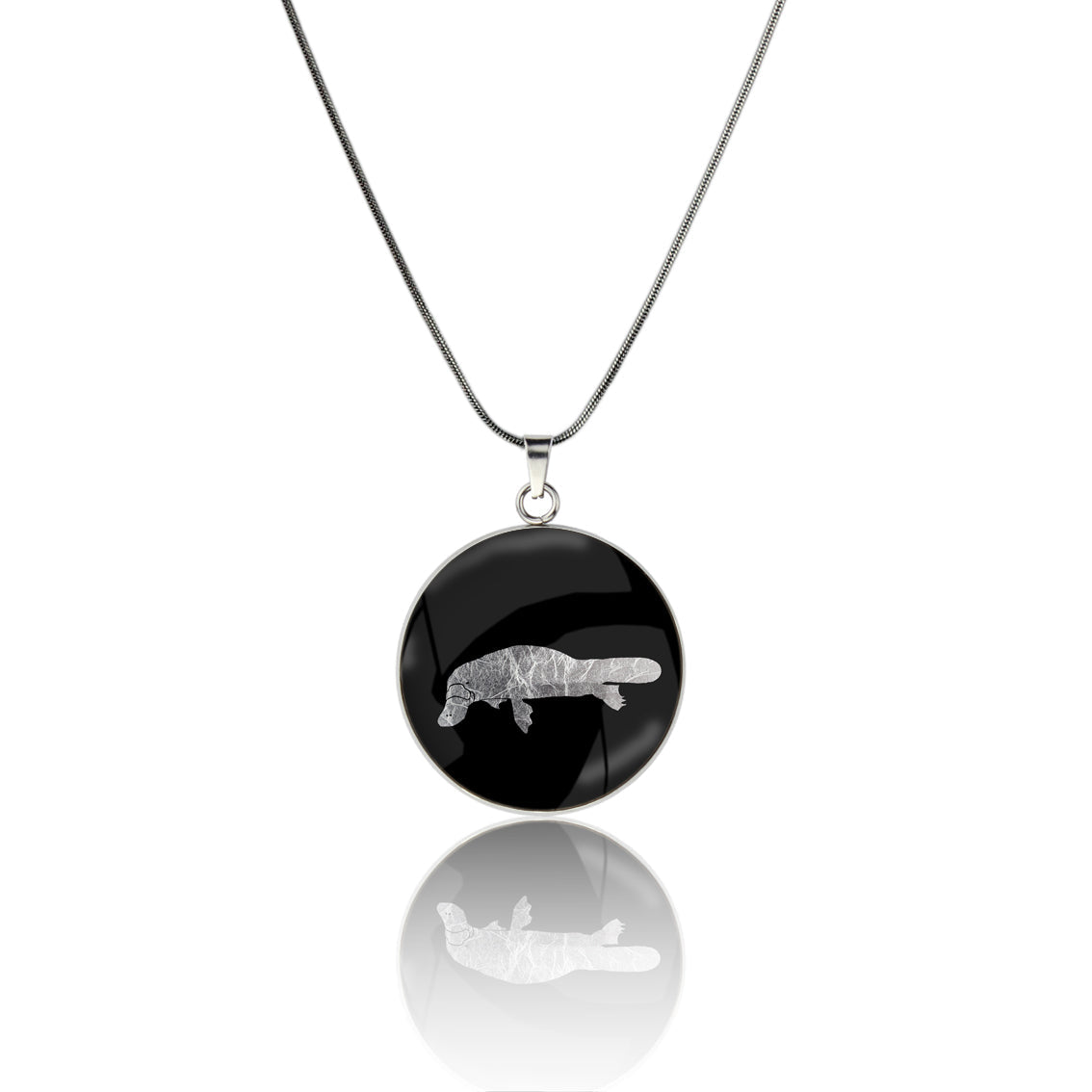 PLATYPUS CIRCLE PENDANT ON A CHAIN NECKLACE - MFY184 - in Circle Box
