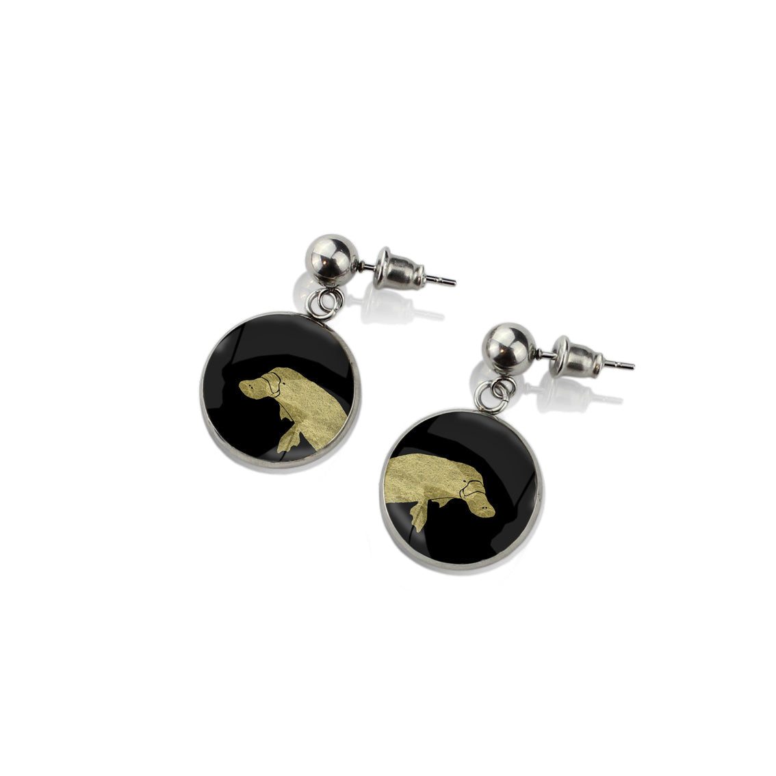 PLATYPUS CLOSE-UP DANGLE DROP CIRCLE EARRINGS - MFY181S - on Satchel