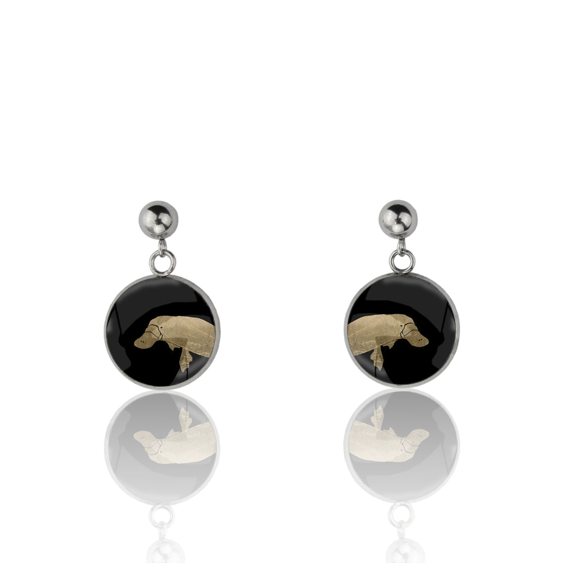 PLATYPUS CLOSE-UP DANGLE DROP CIRCLE EARRINGS - MFY181S - on Satchel