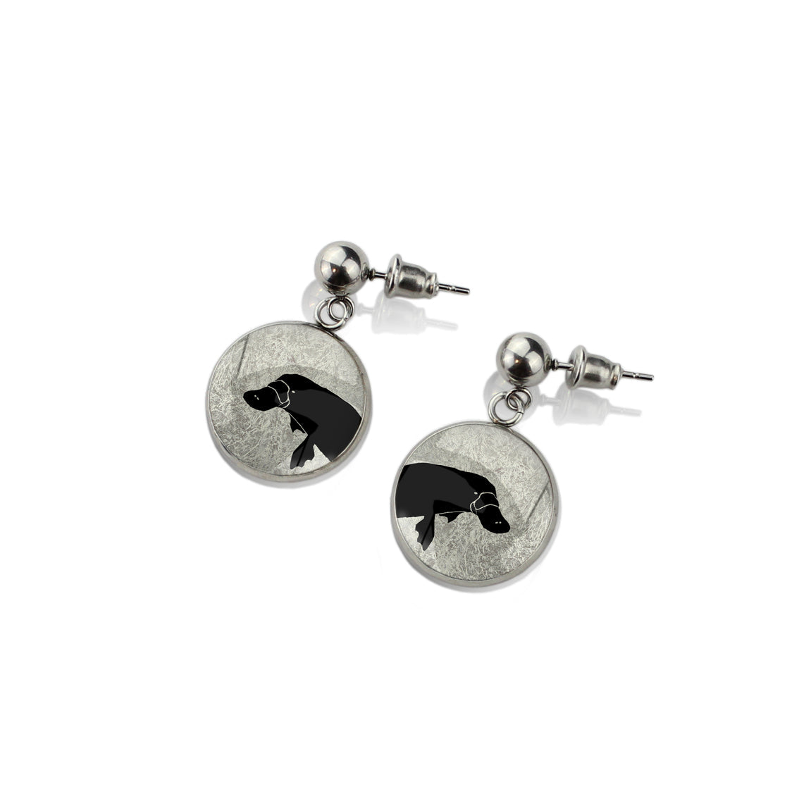 PLATYPUS CLOSE-UP DANGLE DROP CIRCLE EARRINGS - MFY181S - on Satchel
