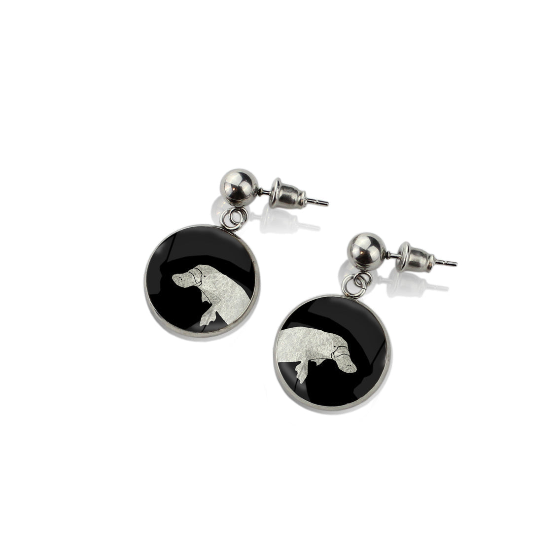 PLATYPUS CLOSE-UP DANGLE DROP CIRCLE EARRINGS - MFY181S - on Satchel
