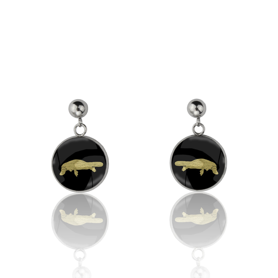 PLATYPUS DANGLE DROP CIRCLE EARRINGS - MFY182S - on Satchel