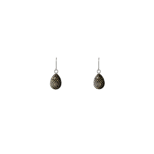 SARAH GOLD AND BLACK DANGLE XS DROP EARRINGS - SD390 - in Circle Box