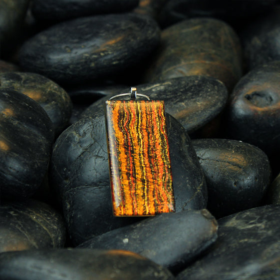 SARAH ORANGE NATIVE LARGE RECTANGLE PENDANT ON A CHAIN NECKLACE - D417