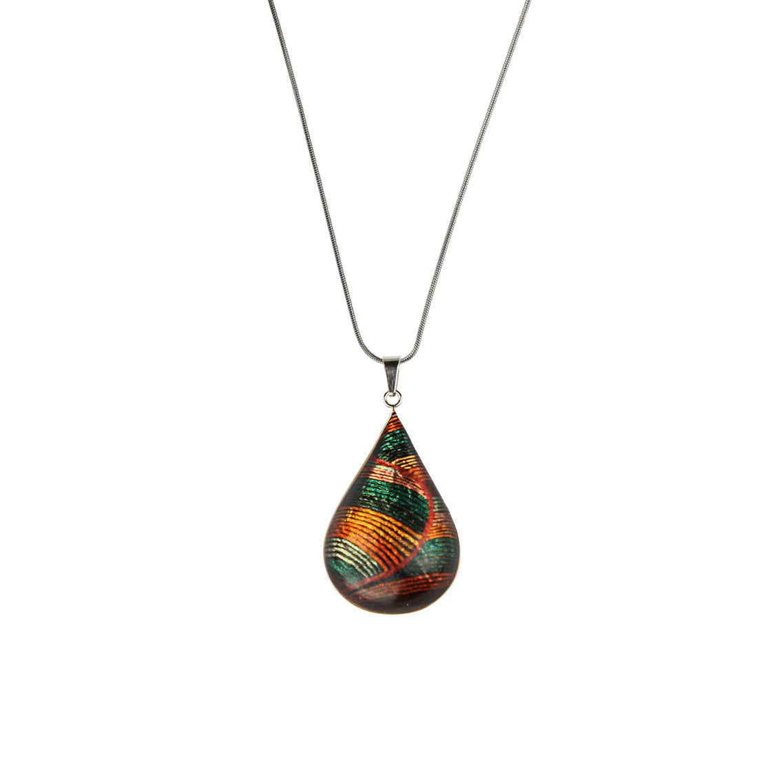 SELINA ORANGE DOMED DROP PENDANT ON A CHAIN NECKLACE - SD028