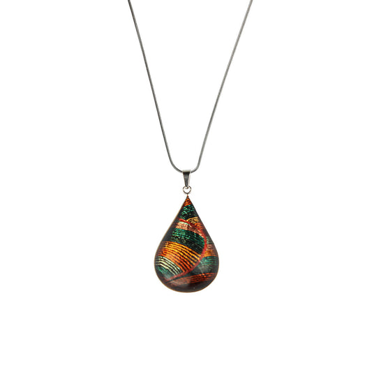 SELINA ORANGE DOMED DROP PENDANT ON A CHAIN NECKLACE - SD028