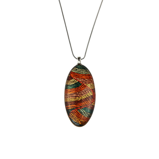 SELINA ORANGE OVAL PENDANT ON A CHAIN NECKLACE - SD029