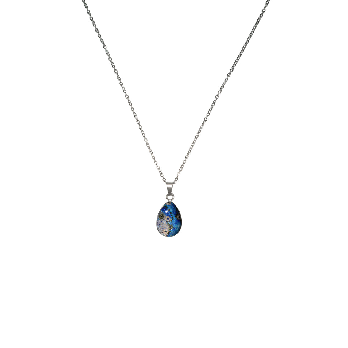 STEVEN BRUSH BLUE XS DROP PENDANT ON A CHAIN NECKLACE -SD483