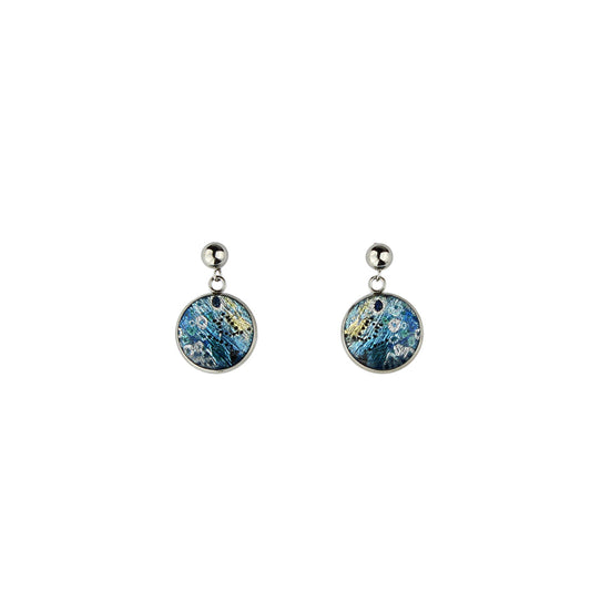 DANDLE DROP BRUSH CIRCLE BLUE EARRINGS - SD150S - on Satchel