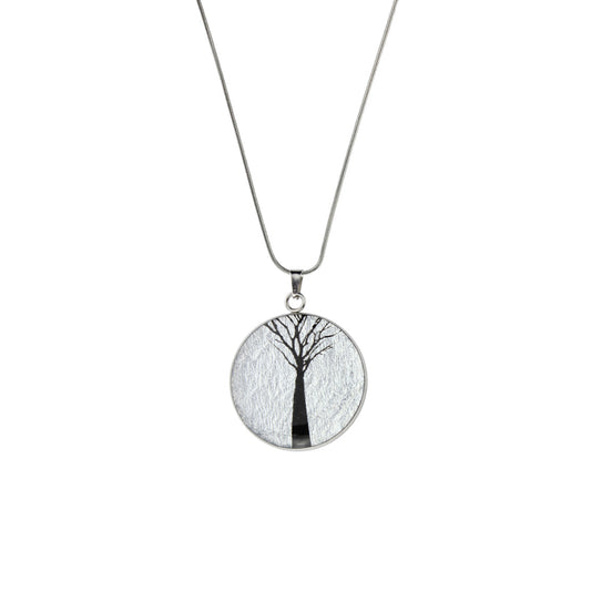 TREE OF LIFE CIRCLE PENDANT ON A CHAIN NECKLACE - M169S - on Satchel