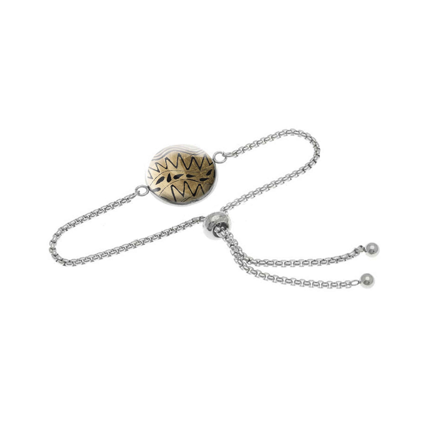 URSULA BLACK AND GOLD CHAIN BRACELET - B123