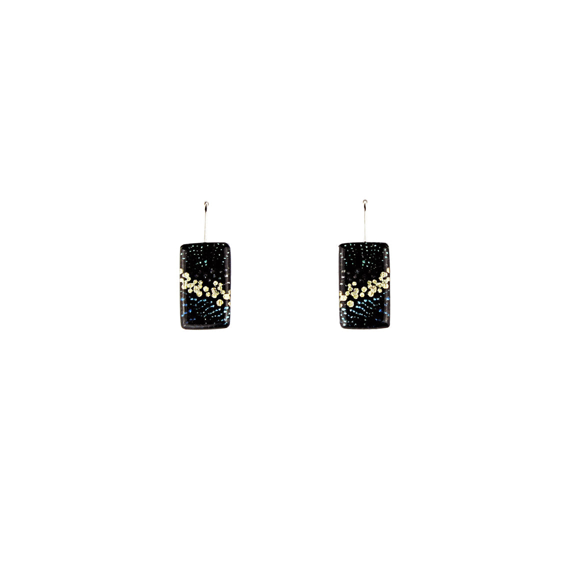 DANDLE DROP WENDY SMALL RECTANGLE BLACK EARRINGS - SD128