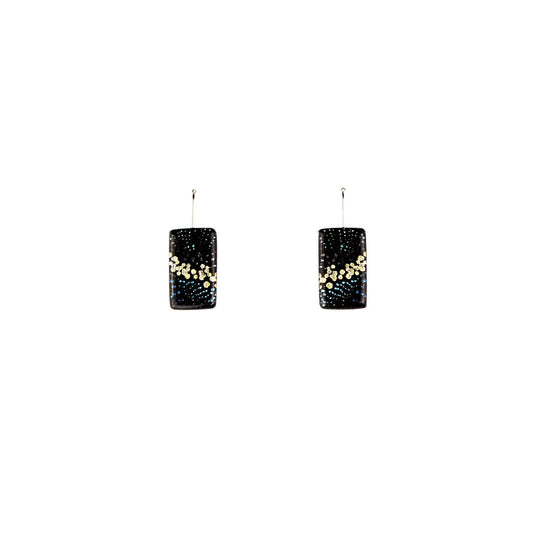 DANDLE DROP WENDY SMALL RECTANGLE BLACK EARRINGS - SD128