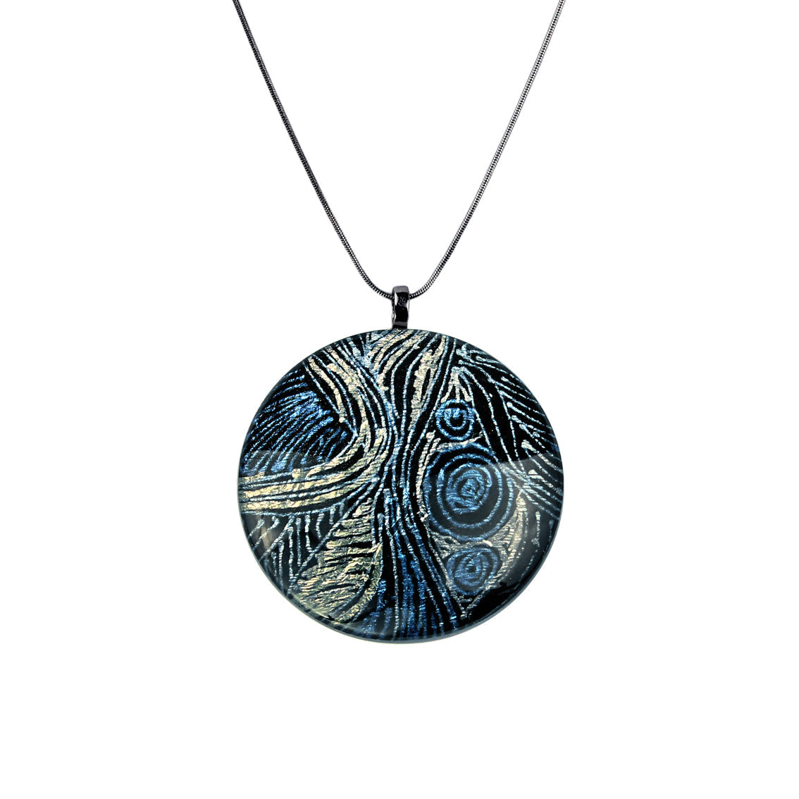 WENDY BLUE LARGE CIRCLE PENDANT ON A CHAIN NECKLACE - SD115