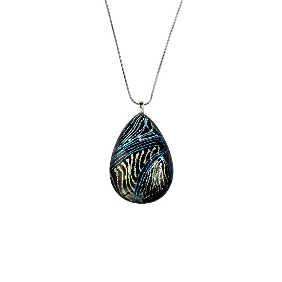 WENDY BLUE LARGE DROP PENDANT ON A CHAIN NECKLACE - SD114