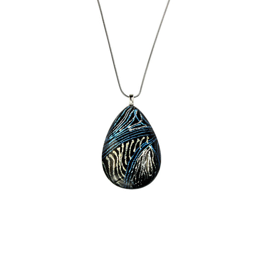 WENDY BLUE LARGE DROP PENDANT ON A CHAIN NECKLACE - SD114